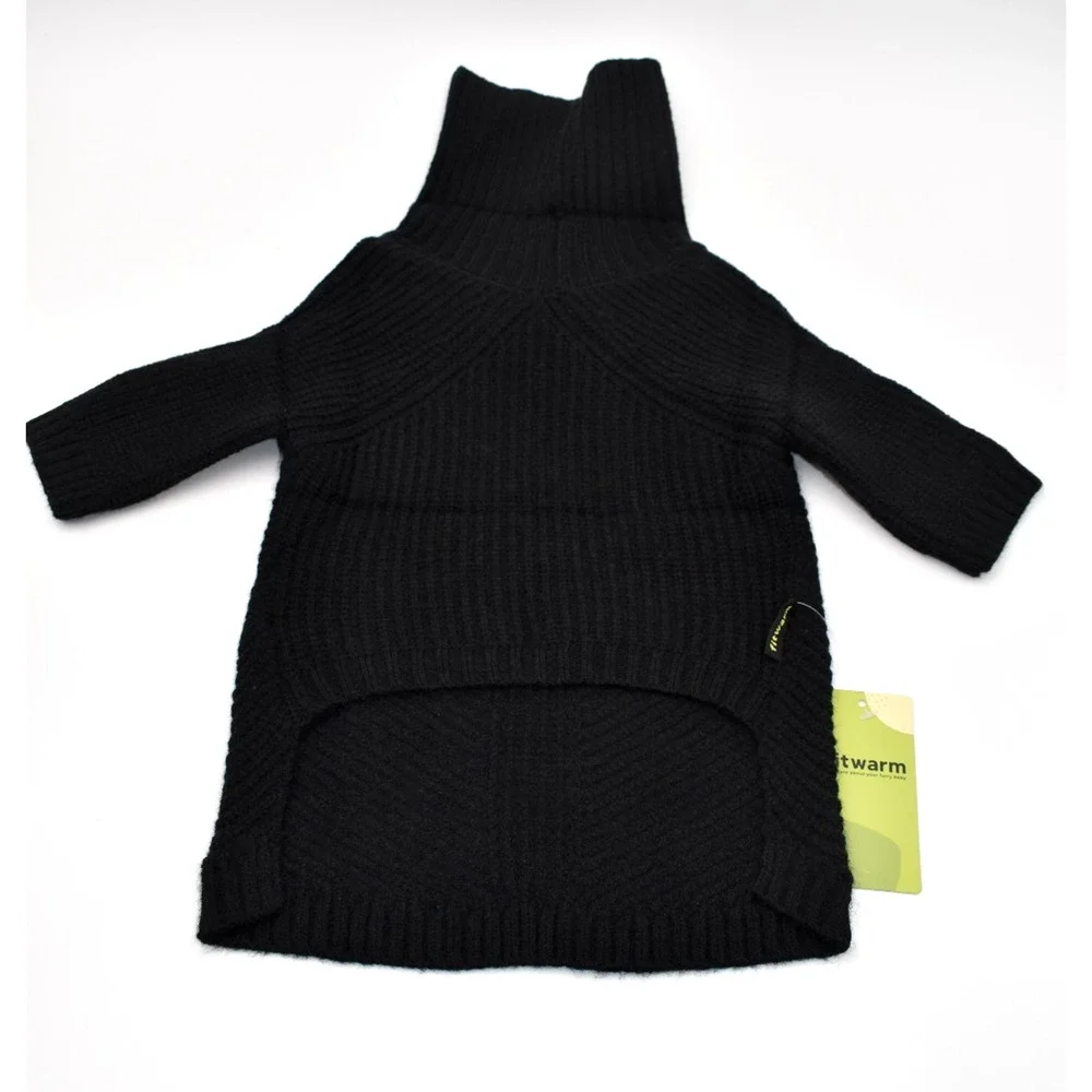 Fitwarm Turtleneck Knitted Dog Sweaters Outfits Coats Cat Size Large Black NEW